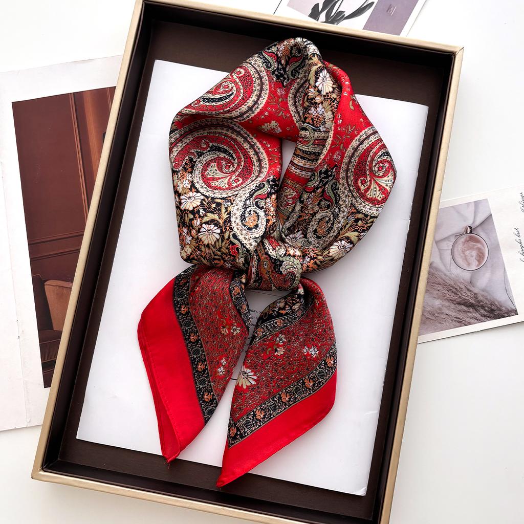 Luxury Silk Square Scarf For Women Bandanas Fashion Lady Hairband Female Floral Neckerchief Hijab Bag Ribbon For Dalily
