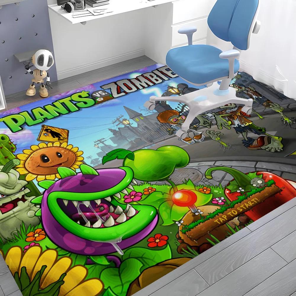 P-Pflanzen-vs Cartoon Z-Zombies Badezimmermatte Rutschfest Wasserabsorbierend Langes Streifenpolster Schlafzimmer Matte Hotel Dekor Matte