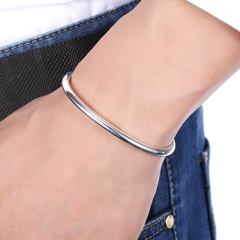 Bracelet en argent Sterling 925 pour femmes, Simple, solide, lisse, bijoux à breloques, cadeaux d'anniversaire de fête