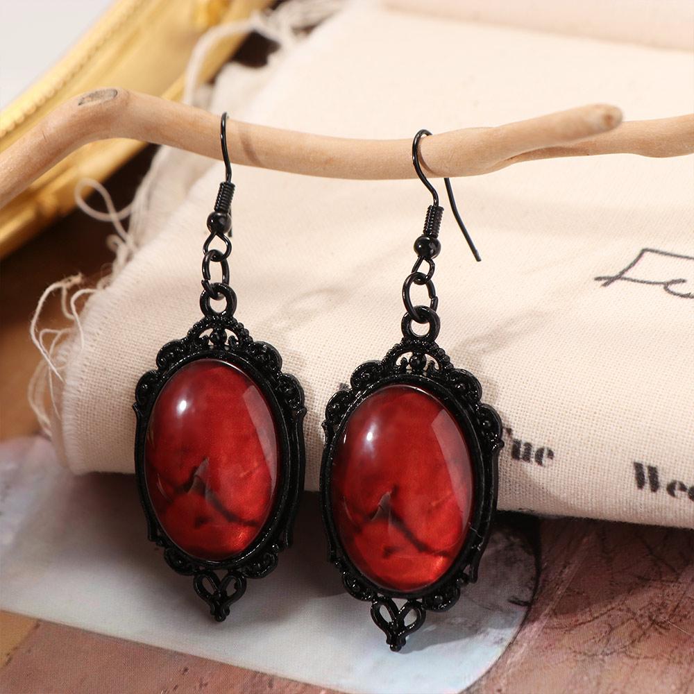 Black Frame Halloween Dangle Earrings Blood Red Drop Earrings Gothic Resin Earrings Banquets