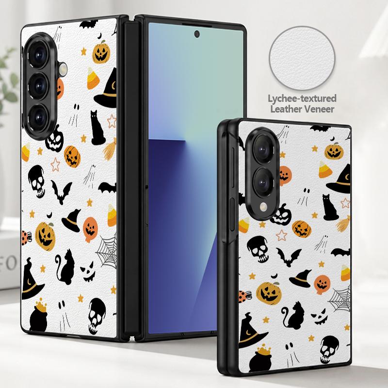 Halloween Ghost Pumpkin Case For Samsung Z Fold 8 Ultra 7 6 5 4 Hybrid Leather Skin Hard PC Bumper Cover For Galaxy Z Fold8 Fold7 Fold6 Fold5