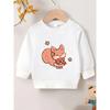 Cute Squirrel Print 0-3 Years Girls' Playful Style Long Sleeve Round Neck Sweatshirt