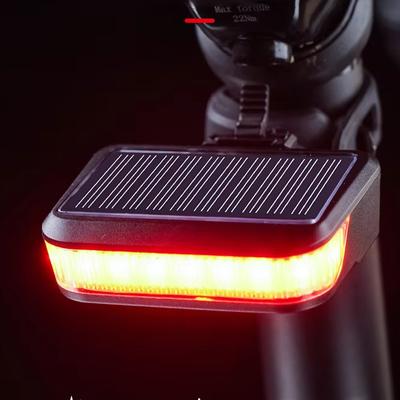 Solar Energy Rechargeable MTB Road Mountain Bike Bicycle Taillight Cycling Rear Lights Tail Light Night Cycling Safety Red Lamp