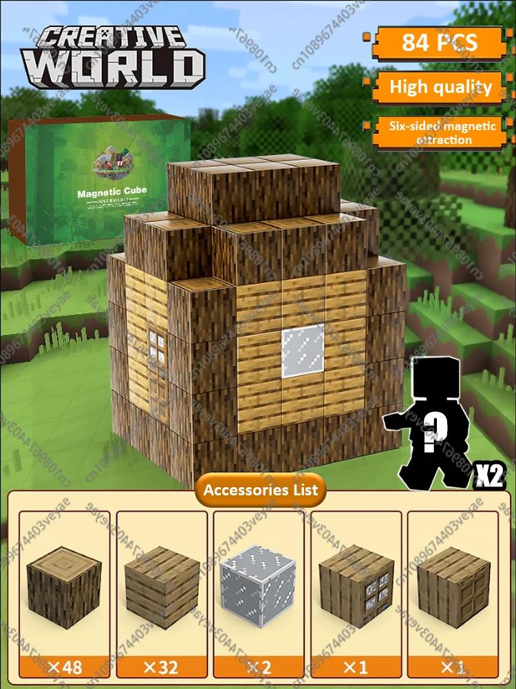 Magnetic Building Blocks Toy Build Mine World Magnet Cube Set for Boy Girl Kid Age 3+ DIY Model Children Stem Sensory Toys Gift