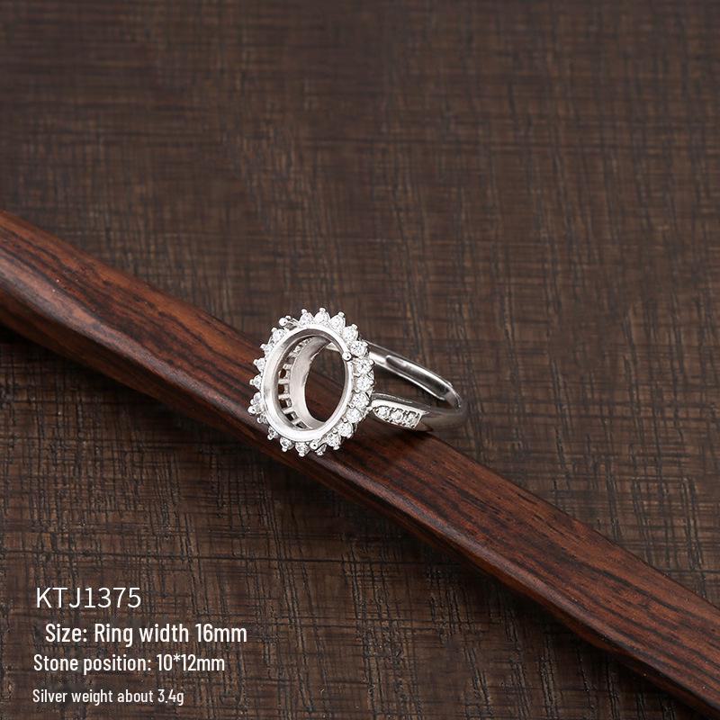 Suport inel unisex din argint sterling 925 pentru incrustații DIY cu turcoaz sau ceară de albine, design ajustabil