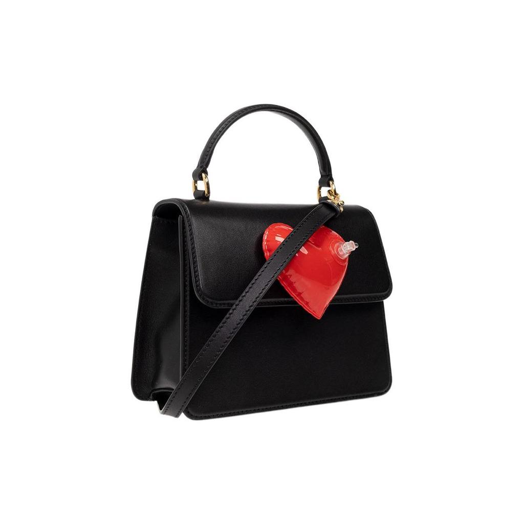 Moschino 3D Heart Adjustable Detachable Shoulder Strap Leather Tote Bag Women Tote Bags Black 8008A7417-1555
