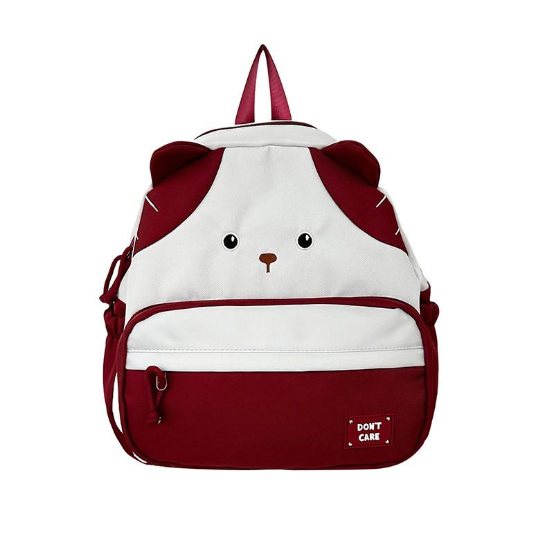 Stylish Color Block Cartoon Bear Backpack Soft And Breathable For Unisex School Use