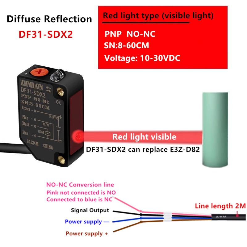 24V Infrared Laser Diffuse Reflection Photoelectric Switch Can Replace E3Z-D61 E3Z- D62 D81 D82 L61 L81 Proximity Switch Sensor