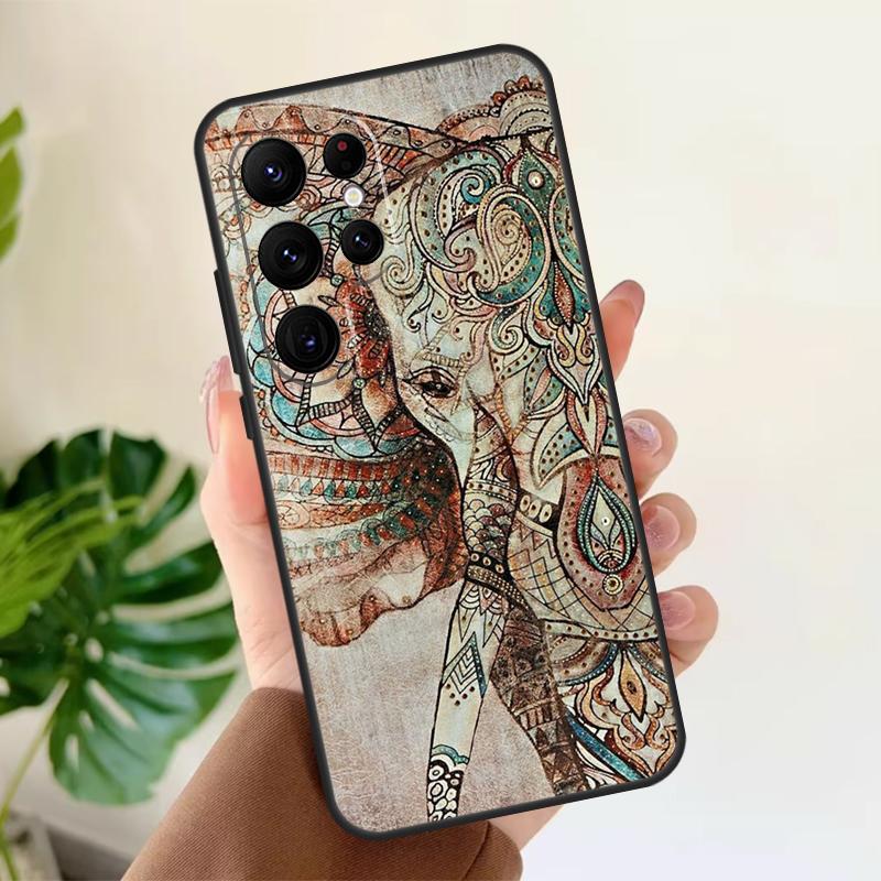 

Elephant Mandala Aztec Soft Case For Samsung Galaxy S24 Ultra S21 S22 S23 S25 Plus S20 FE S9 S10 S23 FE Phone Cover Galaxy S23Ultra