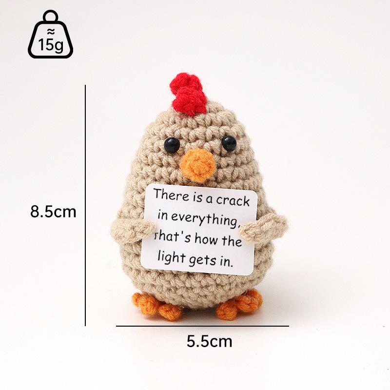 Positive Crochet Dog Doll With Affirmation Card Home Room Decoration Funny Handmade Plush Wool Doll Ornaments Christmas Gifts