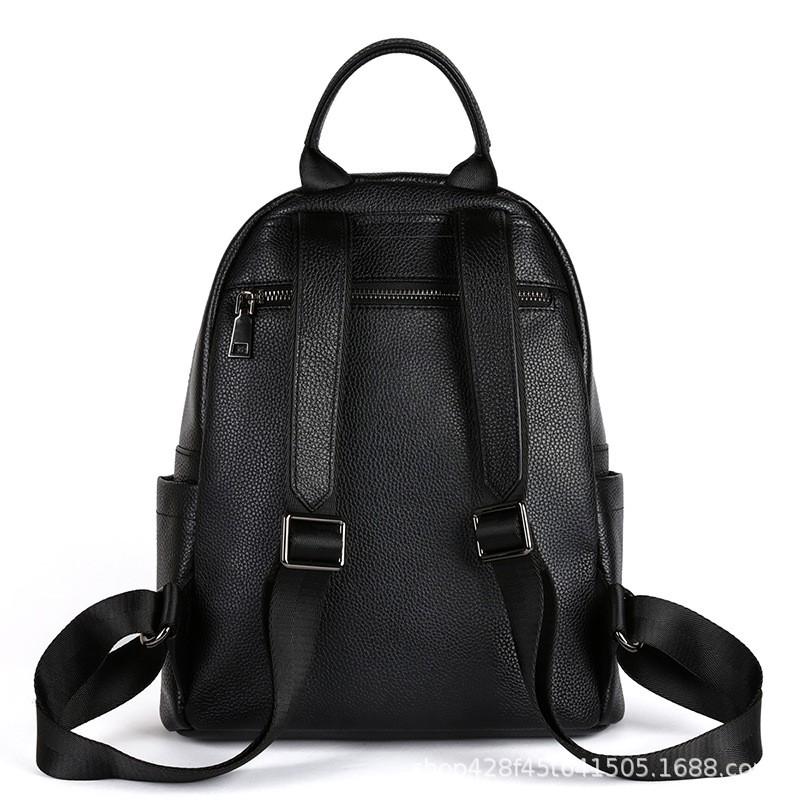 Womens Genuine Leather Backpack Large Capacity Everyday Bag With Zip Multi-Pocket Design