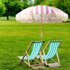 Striped Patio Umbrella with Fringe Outdoor Sunshade Umbrella with Tilt Pole for Balcony Terrace Swimming Pool Beach Garden