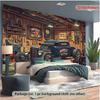 Classic Hot Rod Car Garage Tapestry Vintage Automotive Art Workshop Decor Man Cave Wall Hanging Retro Vehicle Print