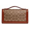 Coach Riley 20 Monogram Chain Flap Leather Mini Square Bag Women Bags Red Brown Beige 68312-B4NQ4
