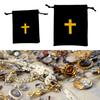 Pack Of 10 Velvet Drawstring Bags Rosary Bags Jewelry Gift Pouch Featuring Cross Design For Jewelry And Travel Storage