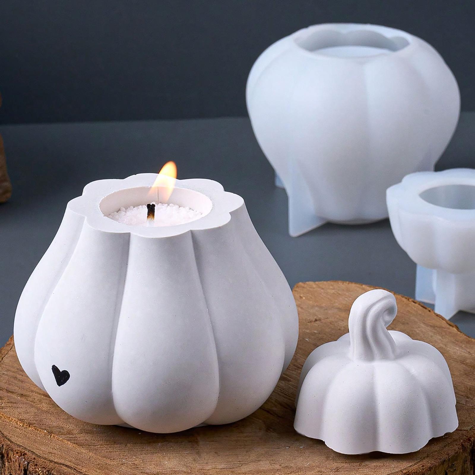 

Pumpkin Candle Jar Silicone Mold DIY Halloween Ornament Flowerpot Craft Making Plaster Resin Srorage Box Casting Molds Home Deco