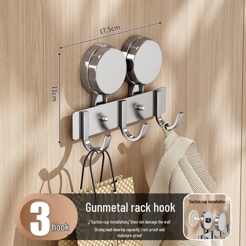 Suction Cup Over-the-Door Hook Rack - Strong Load-Bearing, No-Drill, Wall-Mounted Coat and Hat Hooks for Bathroom.