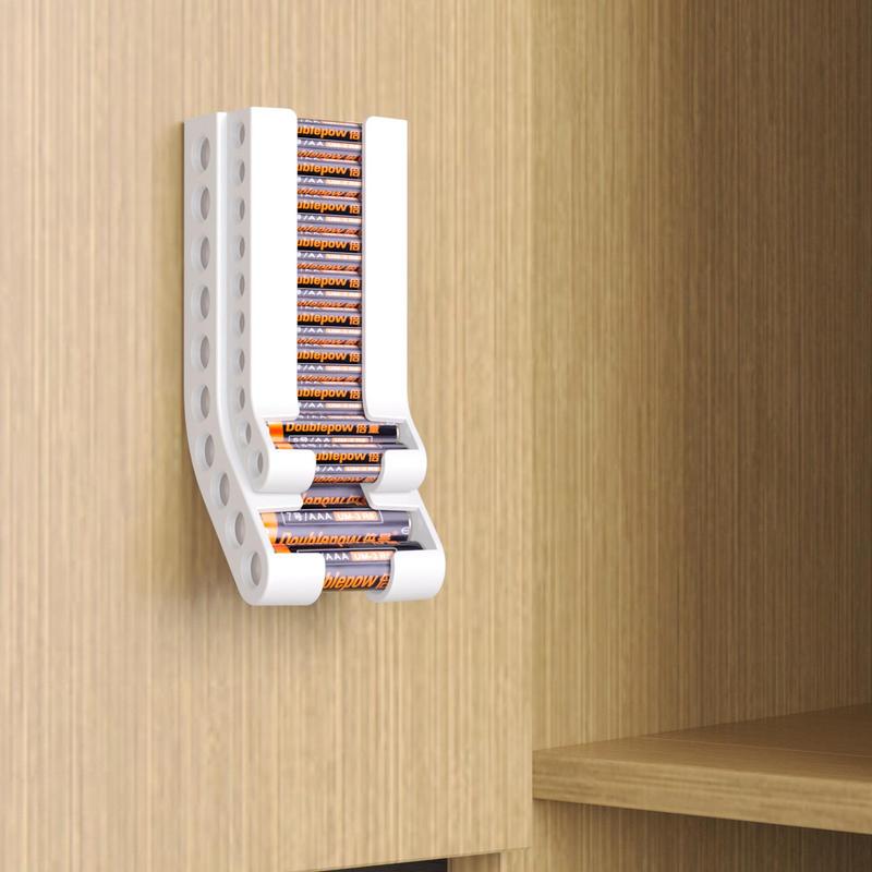 Battery Storage Organizer Wall Mount Rack For 10 AA And 10 AAA Batteries Durable Wall Mount Organizer For Kitchen Cupboar