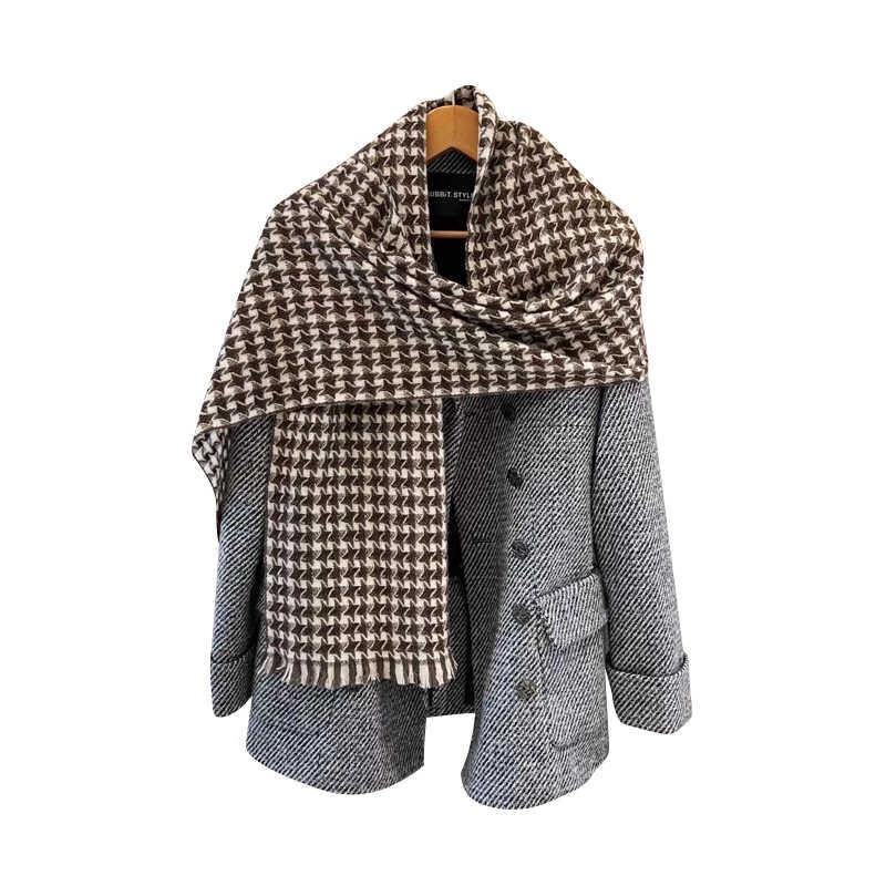 NINA SOLOR Cashmere Houndstooth Scarf