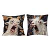 Funny Screaming Goat Throw Cushion Cover Crazy Animal Graphics 2D Flat Printed Decorative Square Pillowcase Decors
