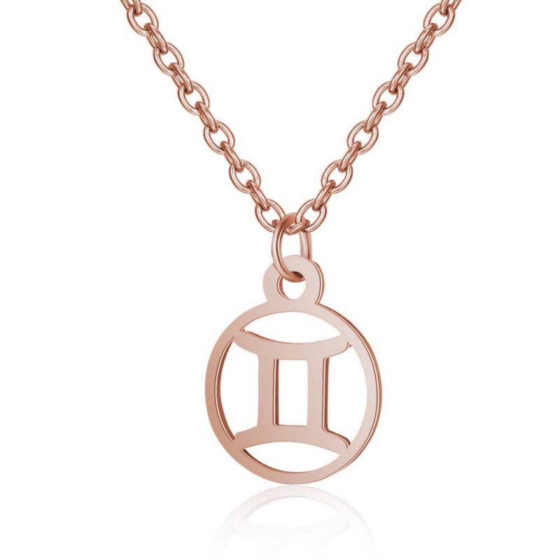 Stainless Steel Zodiac Pendant Necklace with Thin Chain