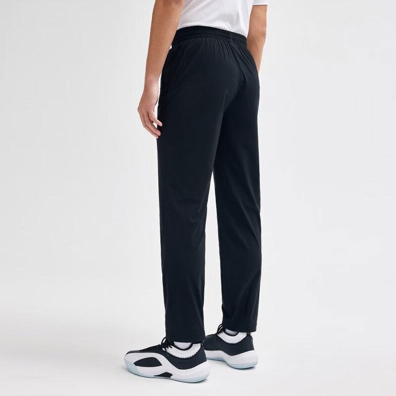 Anta Thompson KT Basketball Series Courageous Unstoppable Solid Color Straight Leg Knitted Sports Pants Men bottoms Black 152331320-1