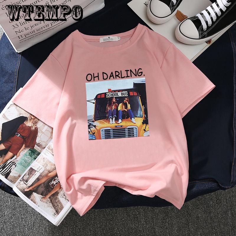 

WTEMPO модная футболка с короткими рукавами и принтом, повседневные топы с круглым вырезом, летние футболки, женская одежда