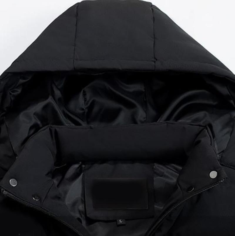 Men's Hooded Down Coat Winter Thick Cotton-padded Jacket Solid Color Slim Coat White Duck Down Thermal Jacket