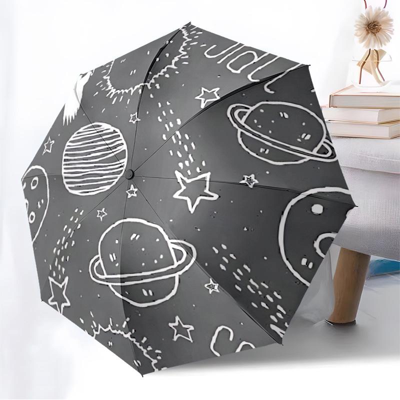 1pc Space Doodles Automatic Folding Umbrella, Casual Outdoor Accessory, Birthday Festival Gift yy251126115