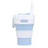 1pc 450ml Foldable Portable Telescopic Water Cup Outdoor Travel Silicone Coffee Cup Straw Cup with Buckle Save Space