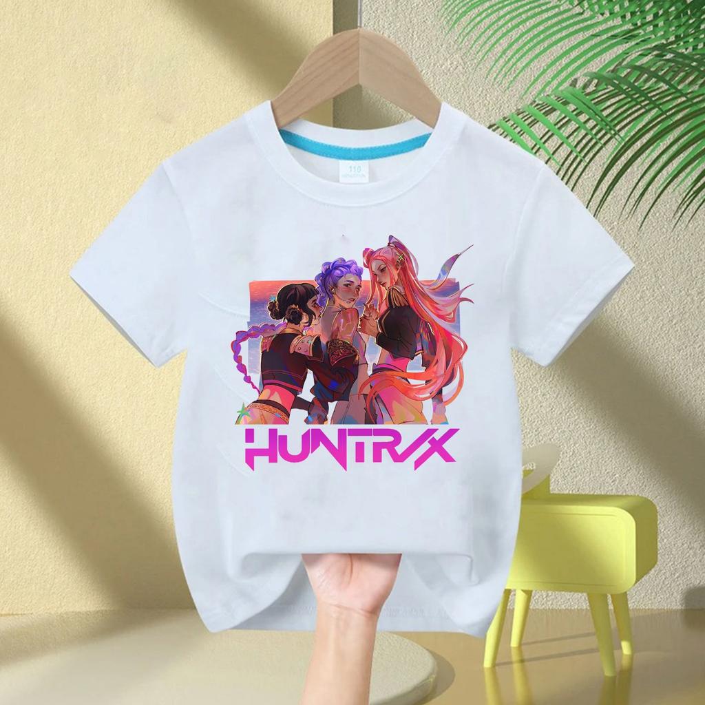 KPop Devil Hunter Print Fashion Casual Top 2025 Movie Round-neck Cartoon Girl and Boy T-shirt Casual Girl Clothing