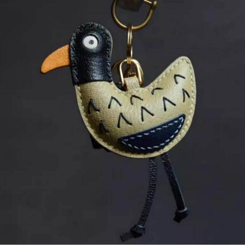 Come! Dazed Duck Together, Handmade Leather Bag Pendant, Rearview Mirror Pendant, Abstract Niche Key Chain