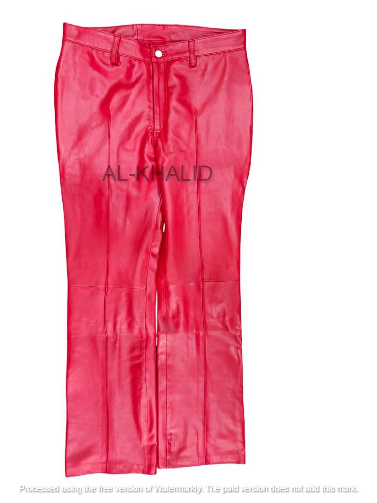 Red Jeans Style Bootcut Office Wear Pant Men's Genuine Lambskin Stylish Casual Design Leather