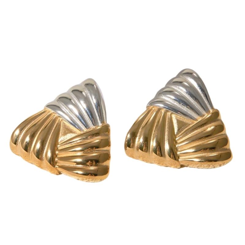 Handmade Gold Silver Geometric Studs Earrings Comfortable Ear Accessories Alloy Jewelry for Women Daily Or Party Wear