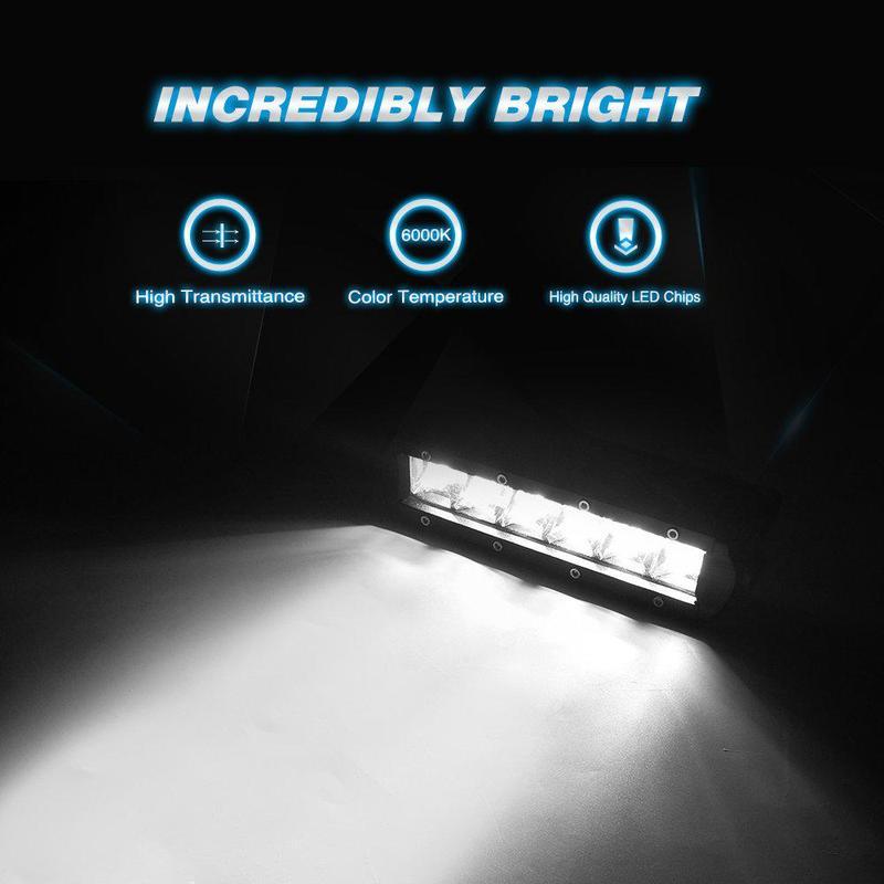 7" 30w Straight Slim LED Light Bar Single Row Flood Spot Beam SUV 4X4 ATV Off Road LED Work Light
