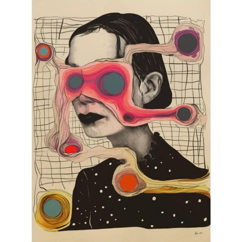 

Grid Addiction Canvas Wall Art Surreal Art Beautiful Unique Painting Print Abstract Modern Surrealism Wall Decoration Canvas Art 21cm×30cm NoFrame