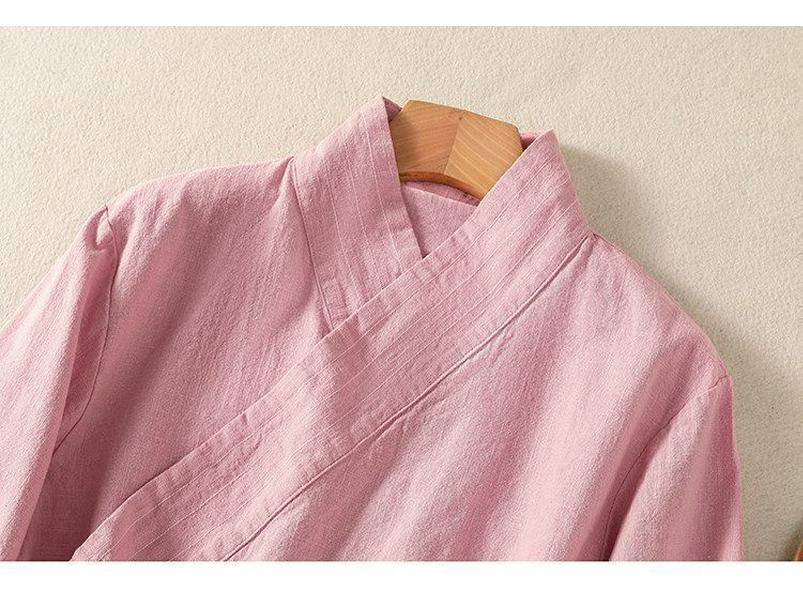 Damski bawełniano-lniany strój do Tai Chi - Osiem Jedwabi Wudang Taoistyczny Hanfu na wiosenne ćwiczenia i do noszenia na co dzień