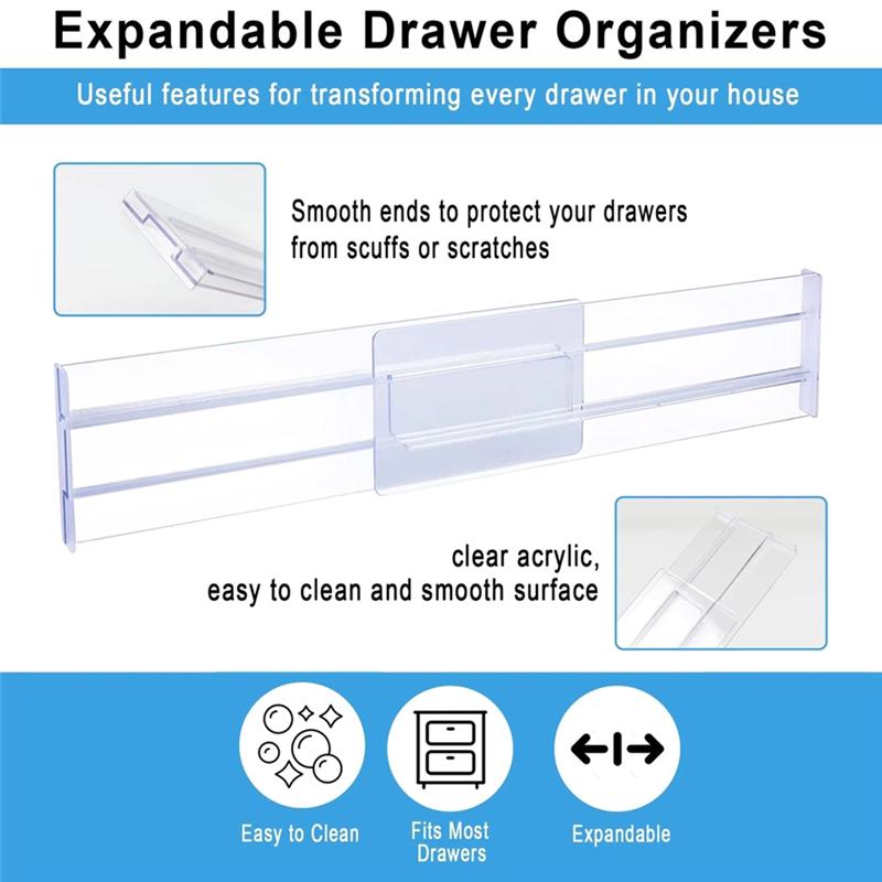 A25F-Expandable Drawer Wardrobe Dividers Clear Plastic Partition Plate From Kitchen Drawer Organizer Tools NONE