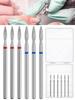 6pcs/SET Nail Dill Bits Diamond Milling Cutter for Manicure 3/32" Burr Electric Nail File Cuticle Remover Tool