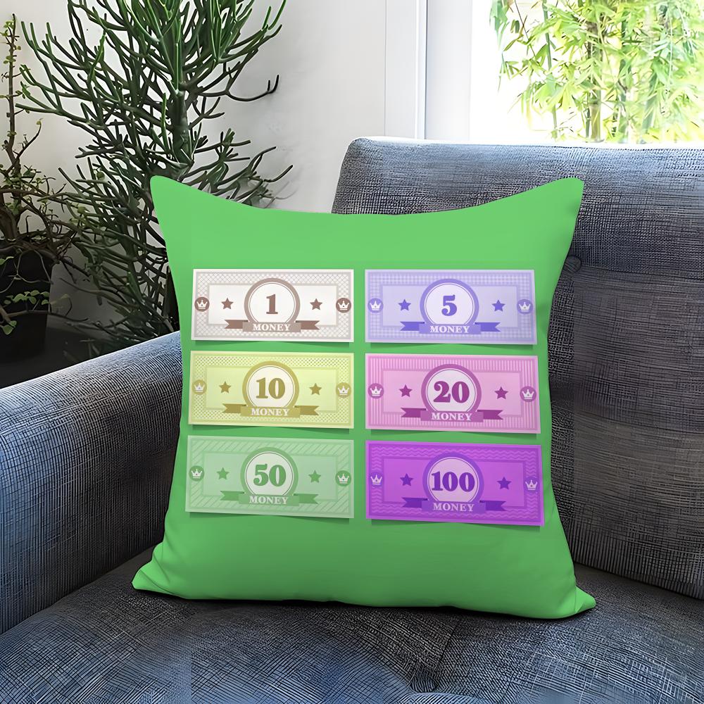 play money Cushion Cover Comfortable Reversible Pillow Cover Ideal for Car Sofa Bedroom & Beyond
