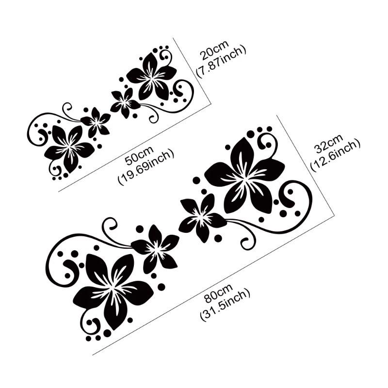 Engrave Colorful Creative Flower Vinyl Stickers Car High Stickiness Waterproof Door Window Decor Decals Auto Exterior Decor
