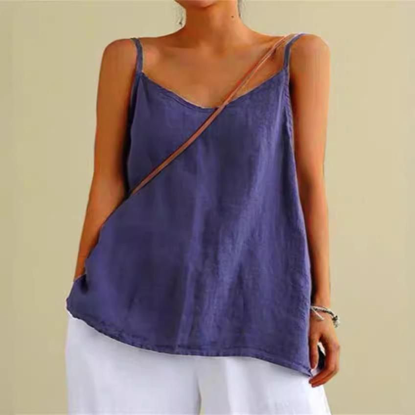 

Women s Loose Cotton-Linen Sleeveless Camisole - Summer Versatile Top 2XL