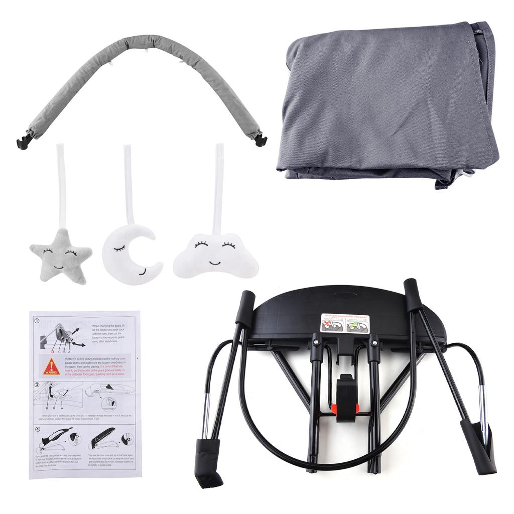 Portable Baby Bouncer, Foldable Baby Rocker Chair, Infant Soothing Seat with 3 Adjustable Recline Angles, Detachable