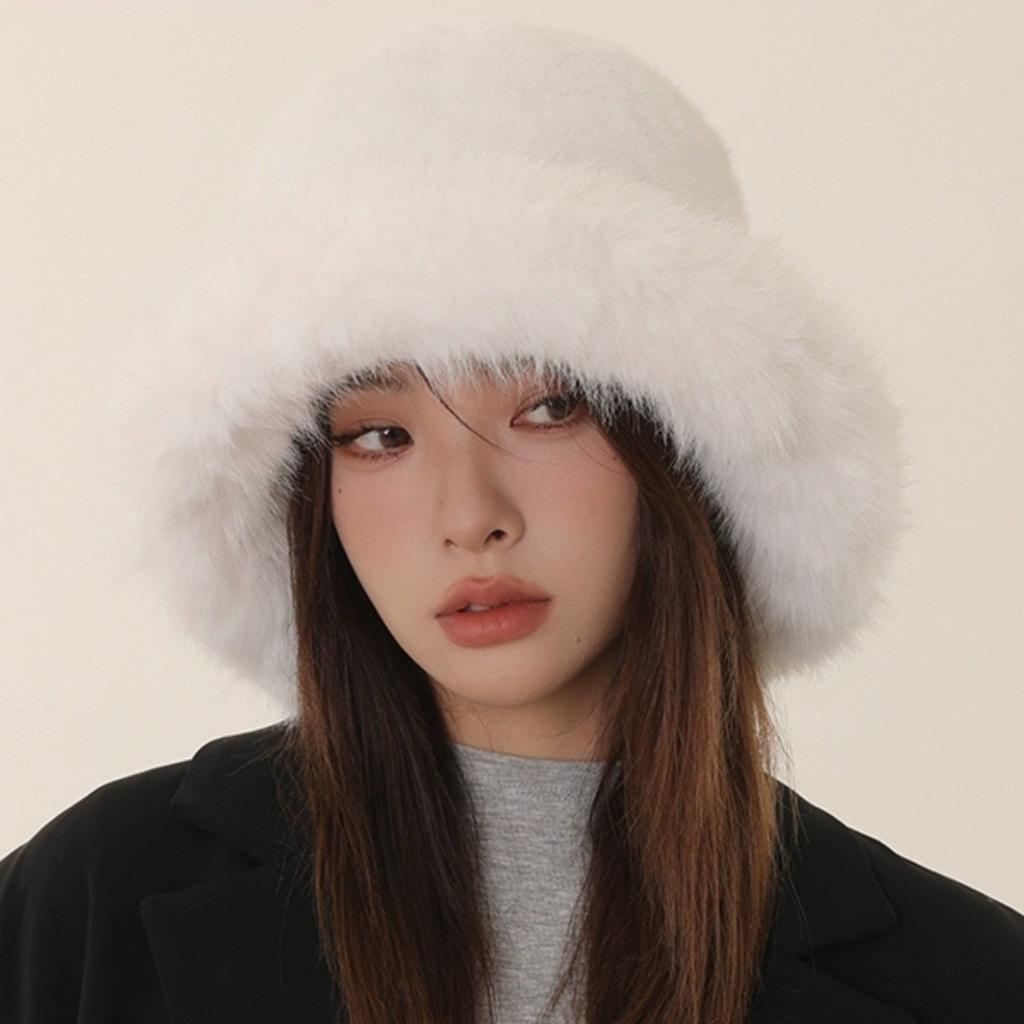 Autumn and winter plush warm ear protection imitation fur mink basin hat children