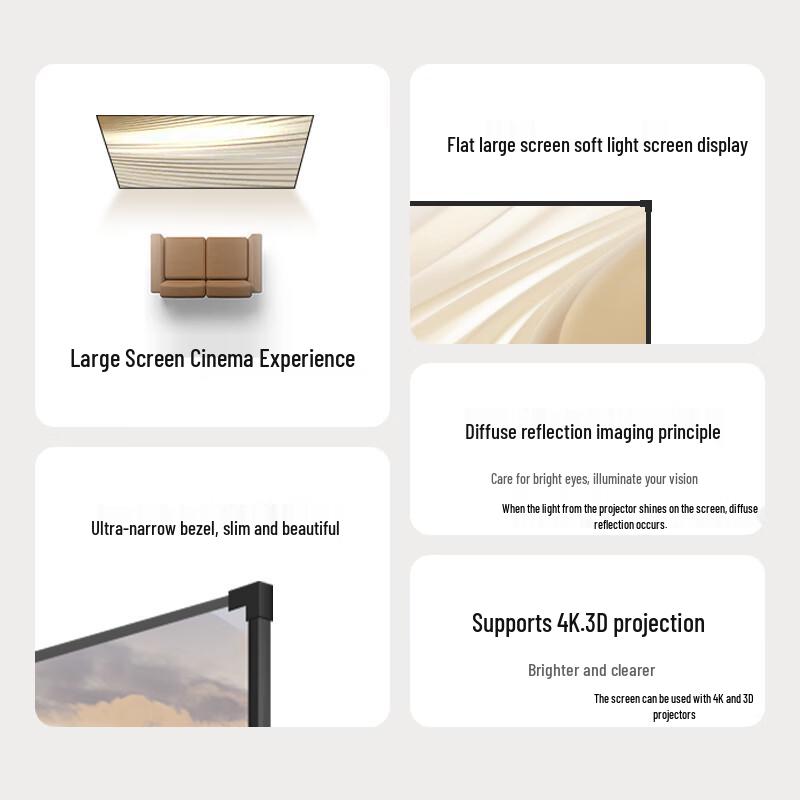 JINGMI 16:9 Ultra-Narrow Bezel Fixed Frame Projector Screen
