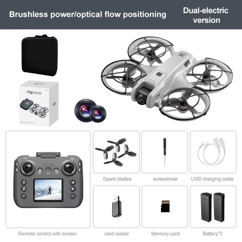 V666 Dron 4K Profesionální 180° ESC HD Kamera Letecký FPV Bezkartáčový Vyhýbání se překážkám s Obrazovkou Dálkové ovládání Skládací RC Dron Hračka Dárek