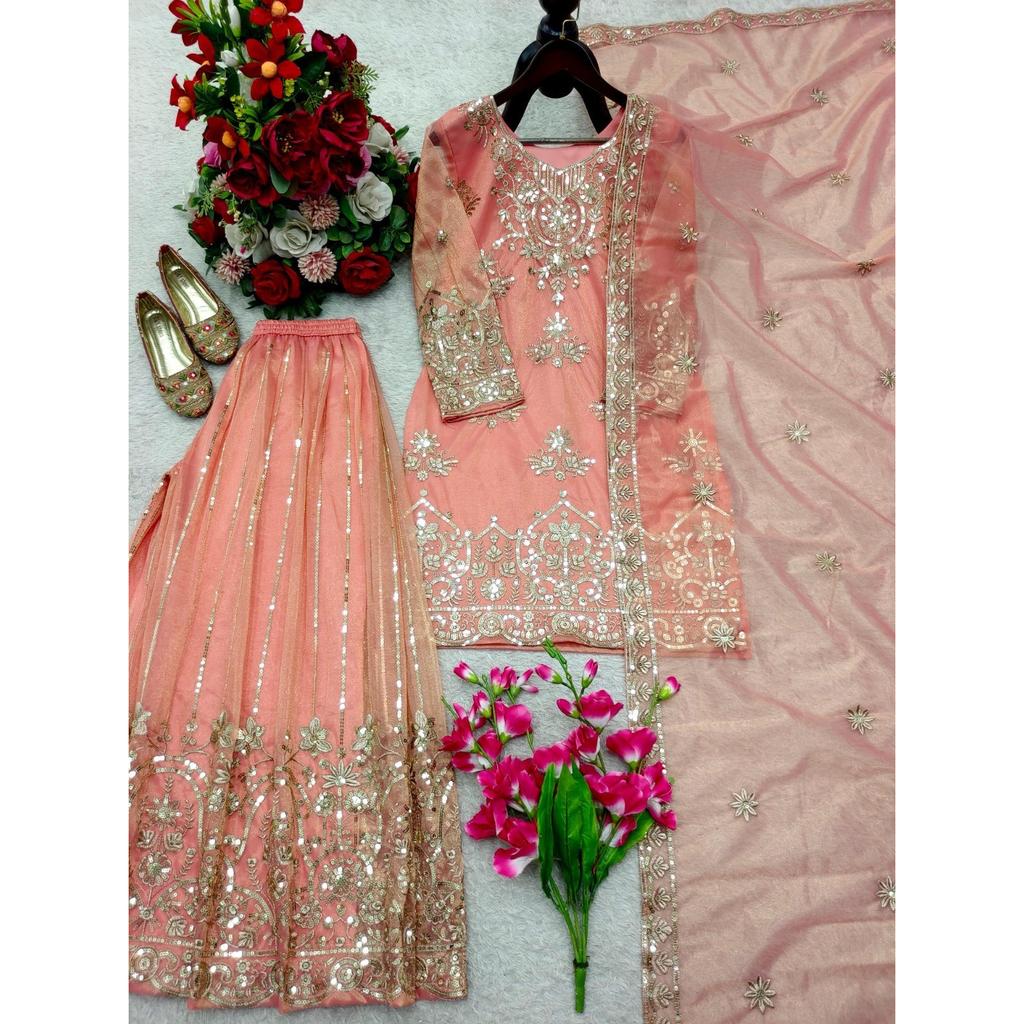 Bellissimo Salwar Kameez Pakistano da Festa Designer Bollywood Top Tuta Sharara