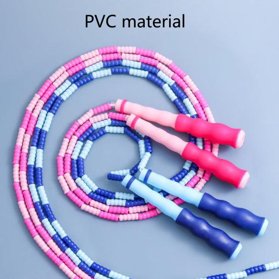 Beaded Skipping Rope Ergonomic Comfortable Grip Adjustable Flexibility Exercise PVC Physical Testing Training Jump Rope for Sports