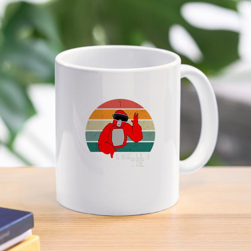 Gorilla Tag Monke Cartoon Mug Monkey Breakfast Milk Cup Drink Tableware Ceramic Coffee Cup Gift Dessert Kawaii Drinkware Kitchen 11oz