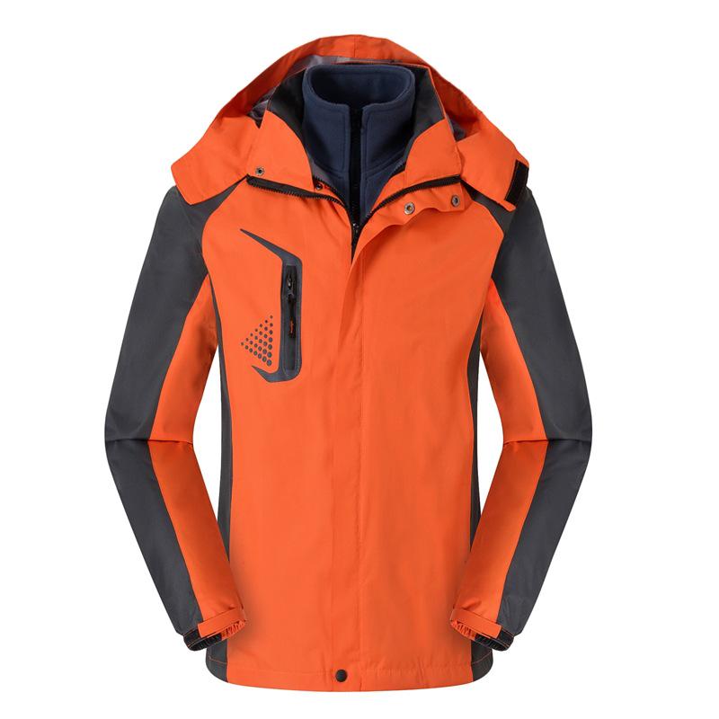 Spring, Autumn and Winter Men's Three-in-one Two-piece Jacket Outdoor Sports Detachable Hooded Trendy Padded Clothes